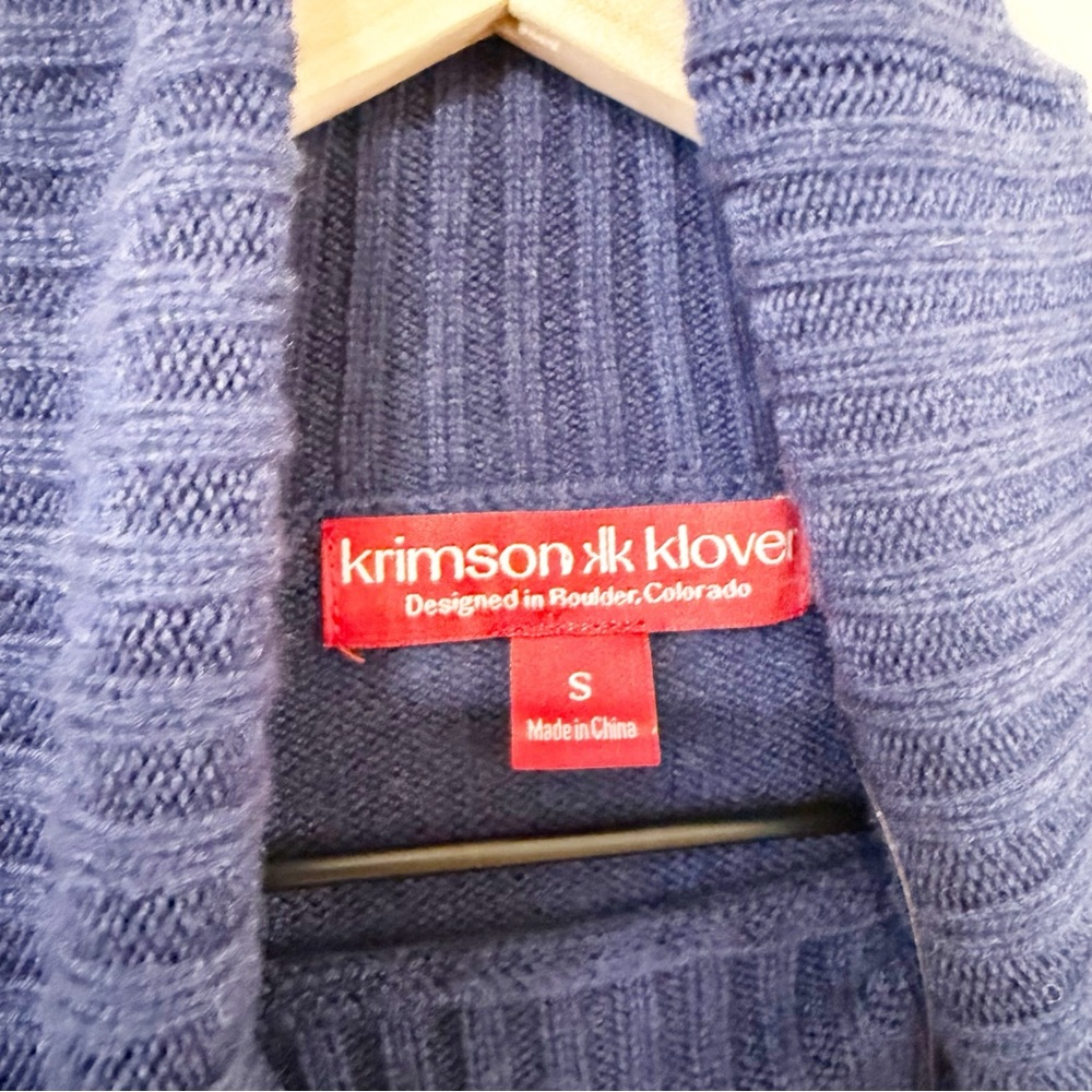 Krimson Klover Joni Striped Embossed Peace Love Ski Blue Red Embossed Sweater - Picture 9 of 9